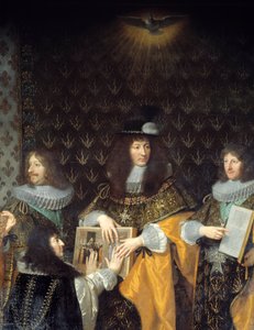 Koning Lodewijk XIV ontvangt ridder van de Orde van de Heilige Geest (detail)