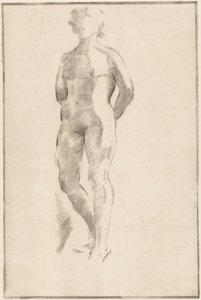 Staande, naakte vrouw met handen op de rug door Philippus de Groot (signed by artist)