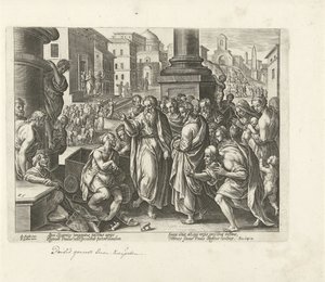 Paulus geneest een kreupele te Lystra door Philips Galle (possibly)