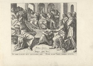Christus geneest een kreupele vrouw door Philips Galle