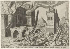 De inname van Tirza (De onheilsdagen van het Joodse volk) door Philips Galle
