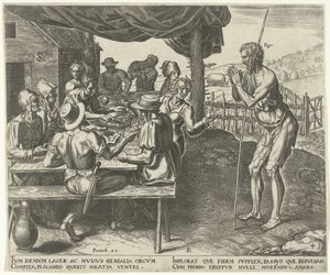 De luiaard mag niet mee eten na de oogst door Philips Galle