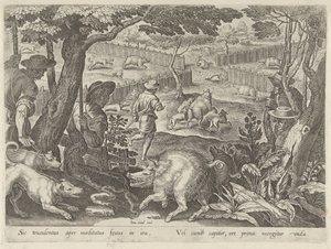 Drijfjacht op zwijnen (Jachttaferelen)