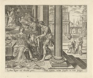 Ester hoort van haar dienstmeisjes dat Mordekai rouwkleren draagt Geschiedenis van Ester