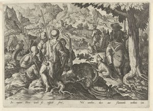 Jacht op berggeiten door Philips Galle