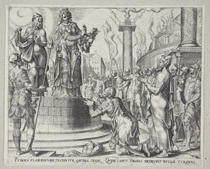 Judith toont het hoofd van Holofernes aan de mensen van Bethulia
