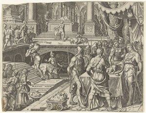 Koning Josia viert Pesach door Philips Galle