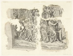 Linkeronderhoek van een prent van het tafereel van Cebes door Philips Galle