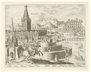 Muren van Babylon door Philips Galle