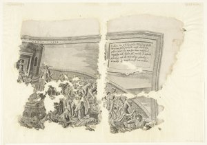 Rechterbovenhoek van een prent van het tafereel van Cebes door Philips Galle