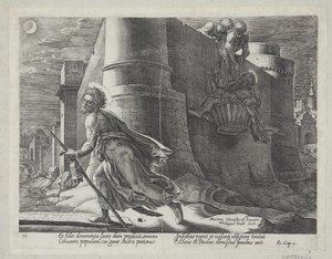 St. Paulus ontsnapt uit Damascus door Philips Galle