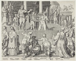 Het boek van de wet voorgelezen aan het volk door Philips Galle
