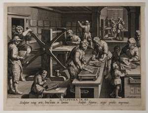De uitvinding van kopergravure, c.1591 door Philips Galle