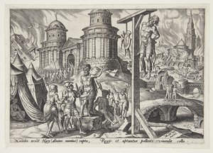 De koning van Ai opgehangen door Philips Galle