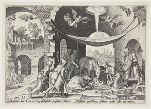 De aanbidding van de herders door Philips Galle