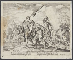 De blinde Saul geleid naar Damascus door Philips Galle