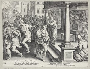 De begrafenis van St. Stefanus door Philips Galle