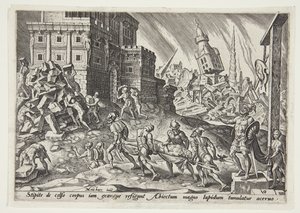 Het lijk van de koning van Ai naar de poort van de stad gebracht