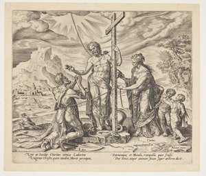 De ijverige arbeider verenigd met Christus na de dood door Philips Galle