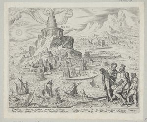 De vuurtoren van Alexandrië door Philips Galle