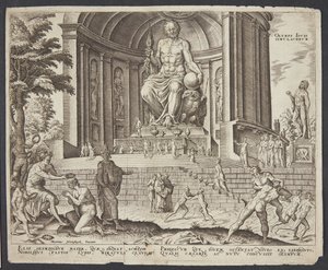 Het standbeeld van Jupiter in Olympia door Philips Galle