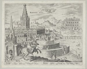 De muren van Babylon door Philips Galle