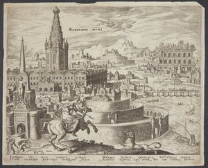De muren van Babylon door Philips Galle