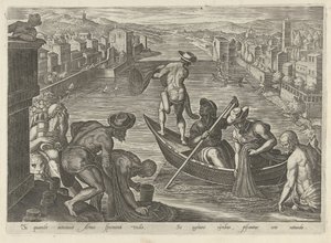Visvangst met net (Jachttaferelen) door Philips Galle