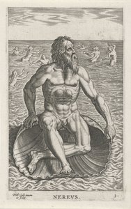 Zeegod Nereus door Philips Galle