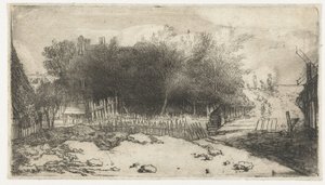 Landschap met een wit hek door Philips Koninck