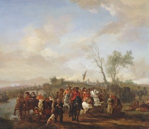 Een leger op mars door Philips Wouwerman