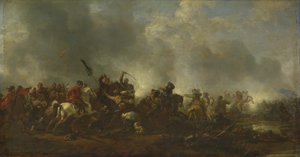 Cavalerie valt infanterie aan, 1656-1668 door Philips Wouwerman