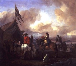 Ruiters in een militair kamp door Philips Wouwermans or Wouwerman