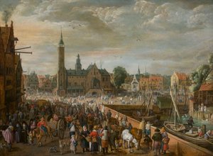 Uitzicht op de Grote Markt in Lier, begin 17e eeuw