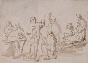 Boeren in een taverne, c.1662 door Phillips de Koninck