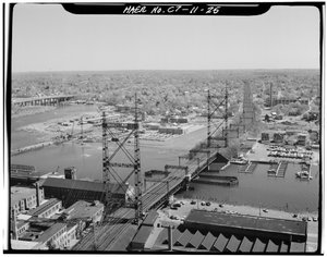Norwalk River Bridge, Norwalk, Connecticut (zwart-wit foto)
