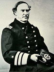 Portret van David Glasgow Farragut; veroverde New Orleans in 1862 en Mobile Bay door Photographer American