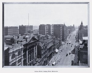 Collins Street, kijkend naar het westen, Melbourne door Photographer Australian