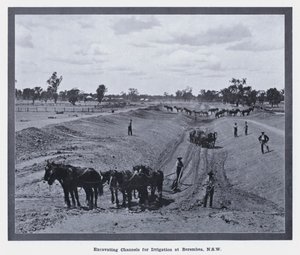 Kanalen graven voor irrigatie in Berembea, NSW door Photographer Australian