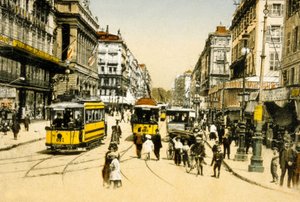 De Cannebiere met trams, Marseille, Frankrijk, ca. 1900 door Photographer French