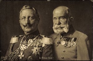 Kaiser Wilhelm II van Pruisen met Keizer Franz Josef I van Oostenrijk, loyaliteit door Photographer German