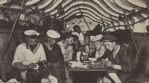 Bemanningsverblijven aan boord van een Duitse onderzeeër (zw/w foto)