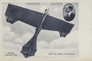 De vlucht van de Franse vliegenier Hubert Latham over Berlijn, september 1909
