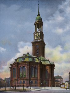 Hamburg: Michaeliskirche, afgebrand 3 juni 1906, herbouwd 1906-12 (foto) door Photographer German