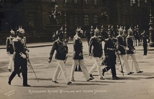 Kaiser Wilhelm II en zijn zonen (zwart-wit foto) door Photographer German