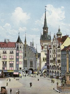 München: Marienplatz met het Oude Stadhuis door Photographer German