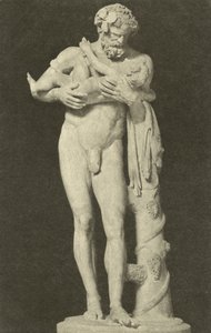 Silenus met het Kind Dionysus, oude Romeinse sculptuur in de collectie van de Glyptothek, München, Duitsland (zw/w foto) door Photographer German