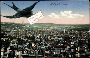Stuttgart, uitzicht op de stad met zwaluw door Photographer German