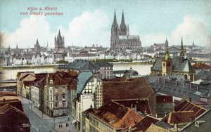 Uitzicht op Keulen over de Rijn vanuit Deutz, Duitsland door Photographer German