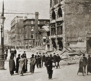 Dublin na de Paasopstand, april 1916 (zwart-wit foto)
